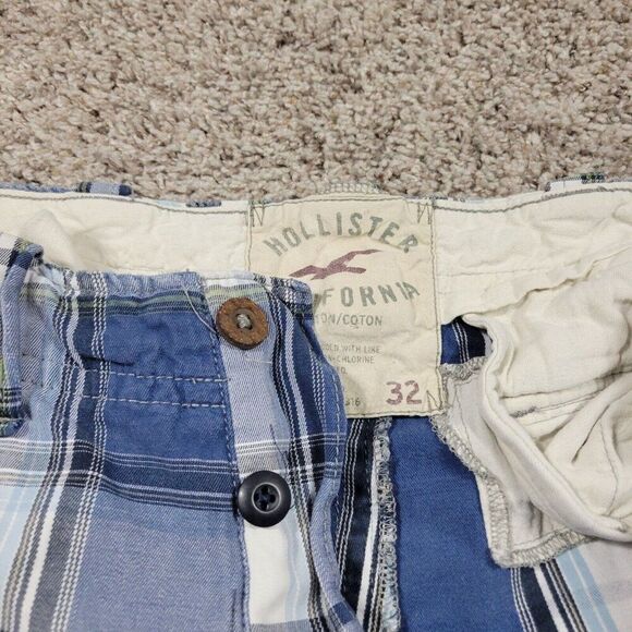 Hollister Cargo Shorts Mens 32 Blue Button Fly Skater Preppy Utility - Picture 2 of 8